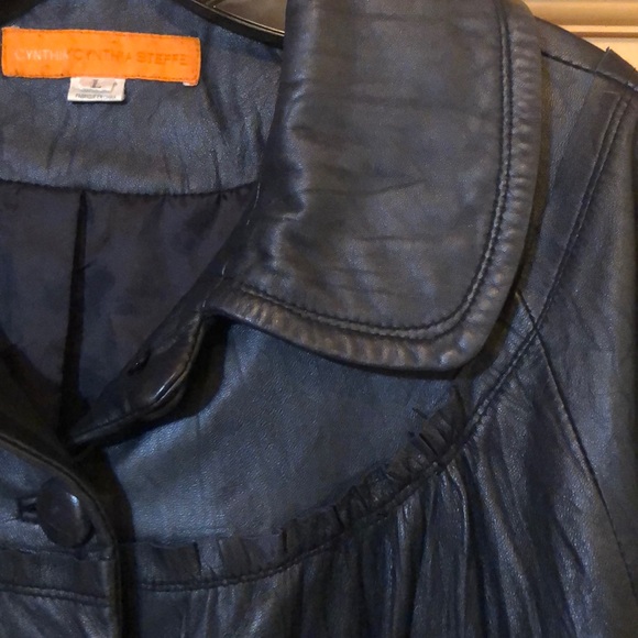 Cynthia Steffe navy leather jacket - Picture 3 of 5